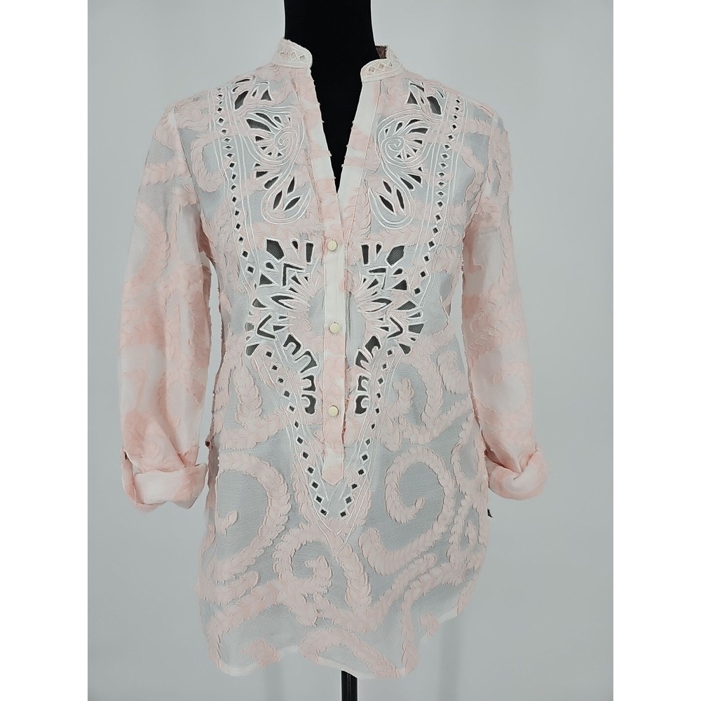 Alberto Makali Eyelet Tunic Small Pink Beaded Coquette